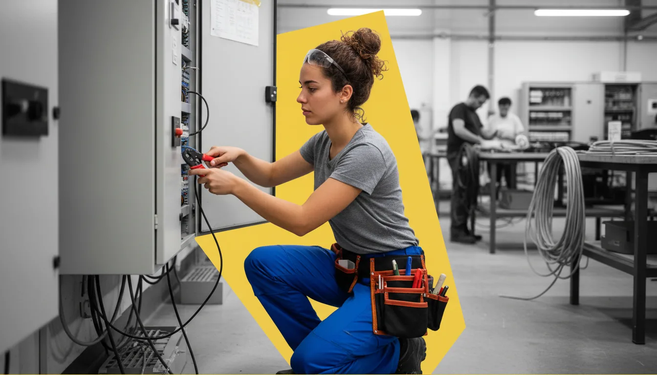 Alumna de electricidad en prácticas en Barcelona