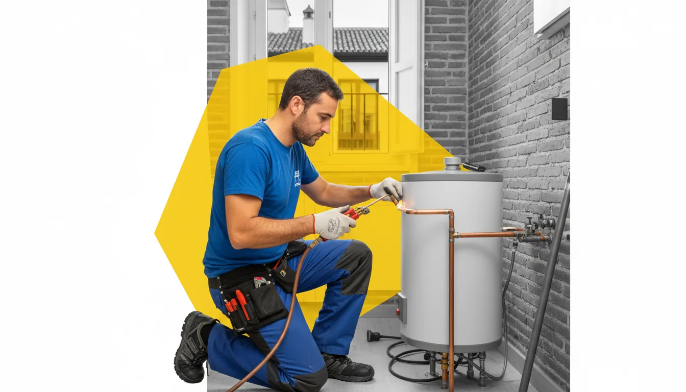 Fontanero trabajando en una instalación en Madrid