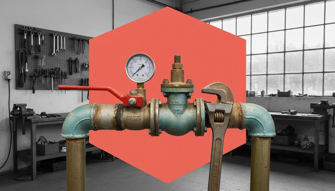 Instalación de gas con llave de paso y manómetro