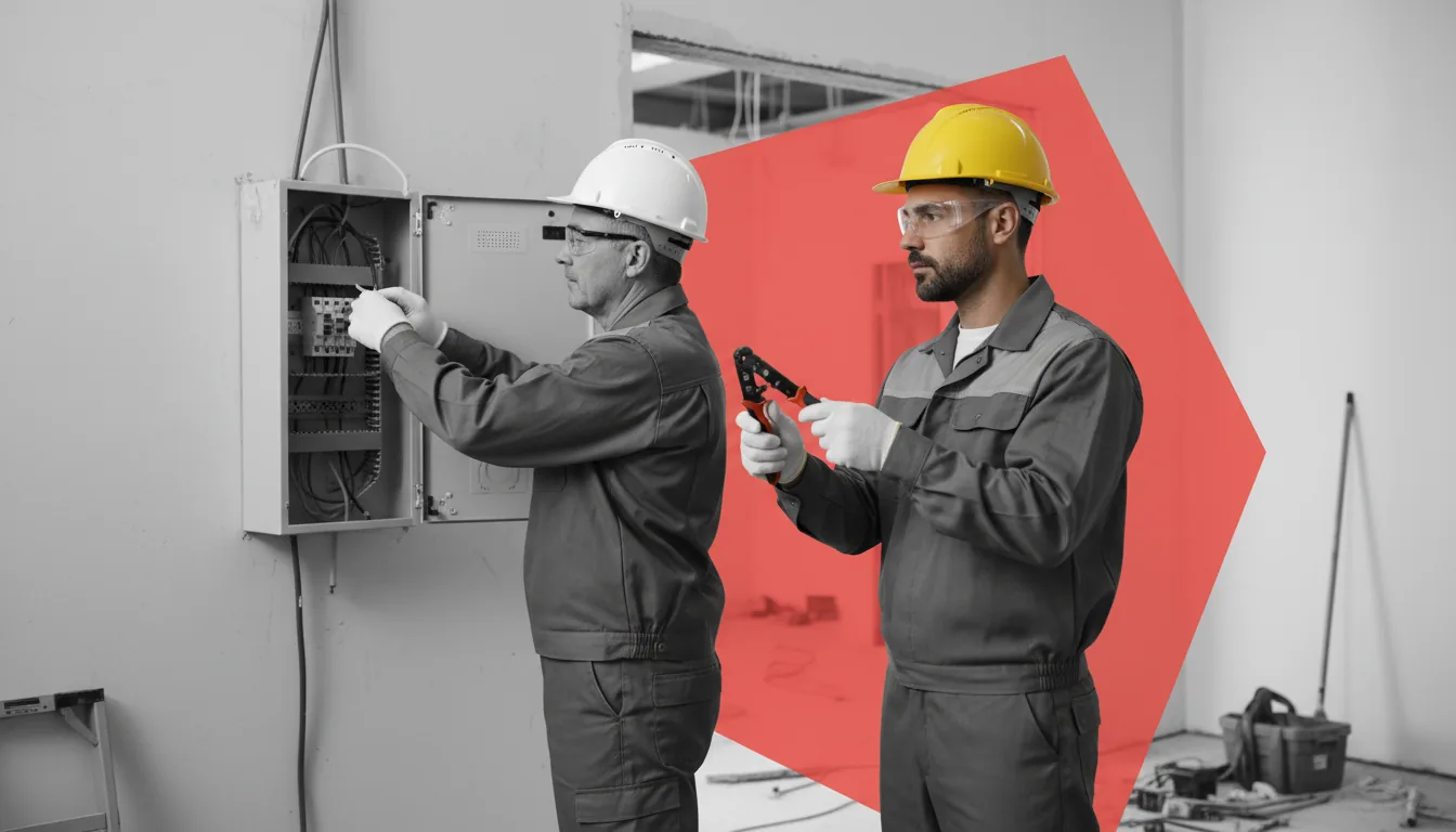 Aprendiz de electricista empezando a trabajar en una empresa instaladora