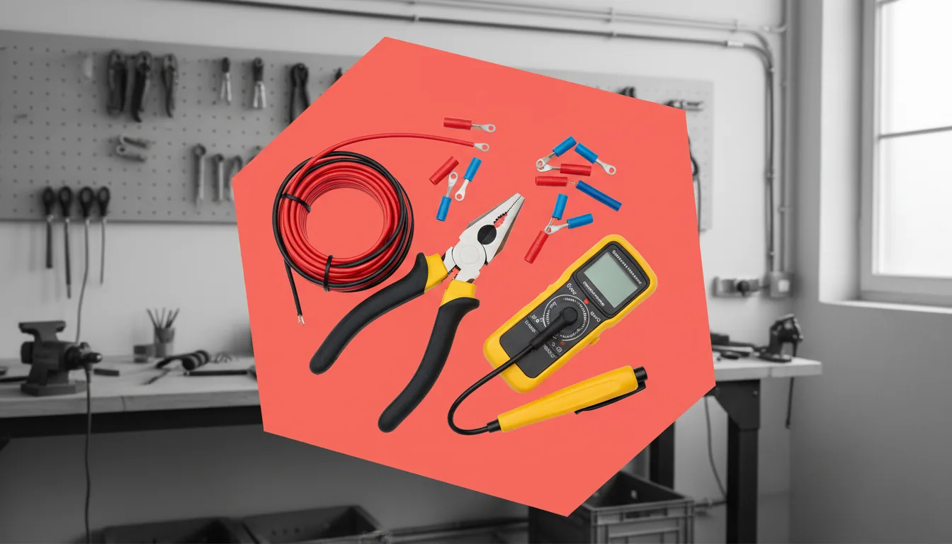 Herramientas y material eléctrico preparados para una instalación