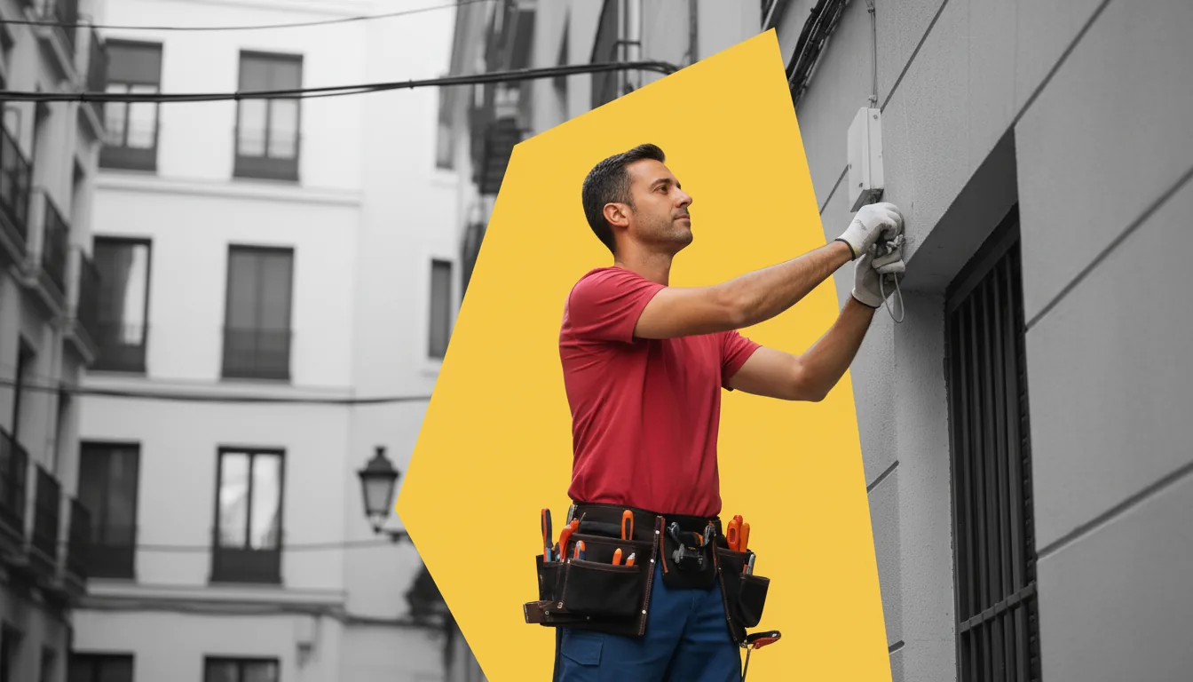 Electricista trabajando: sector con demanda creciente en España