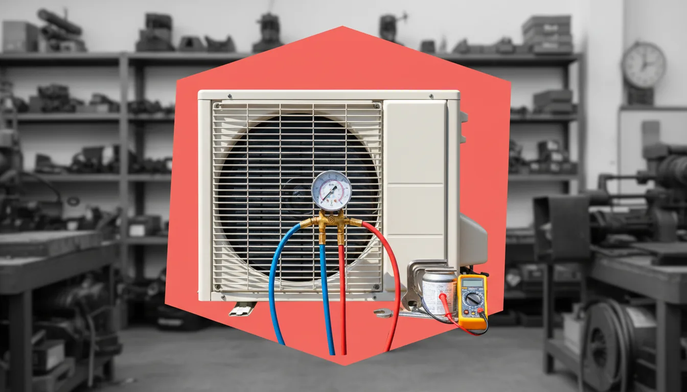 Equipo de climatización y manómetro